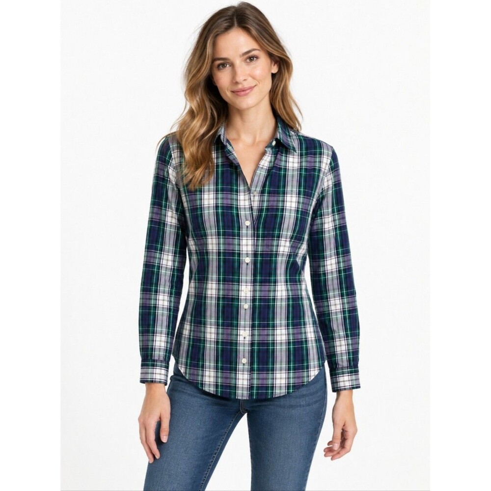 NWT new J. Crew women's plaid cotton buttondown dress shirt, PS, multi